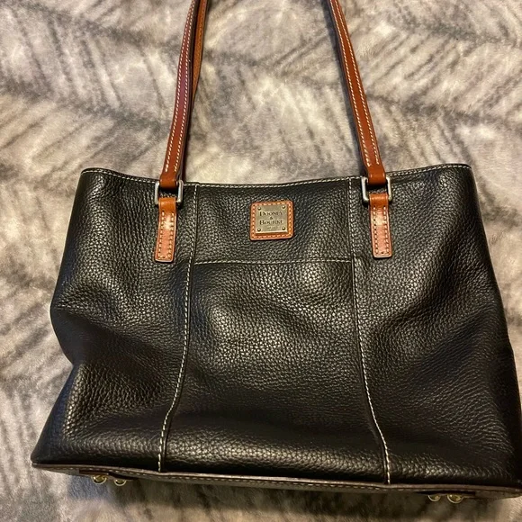 Dooney & Bourke Black Tote with Brown Straps - Picture 2 of 3